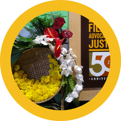 Stage flowers for community event