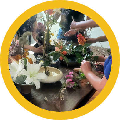 Ikebana group arrangement